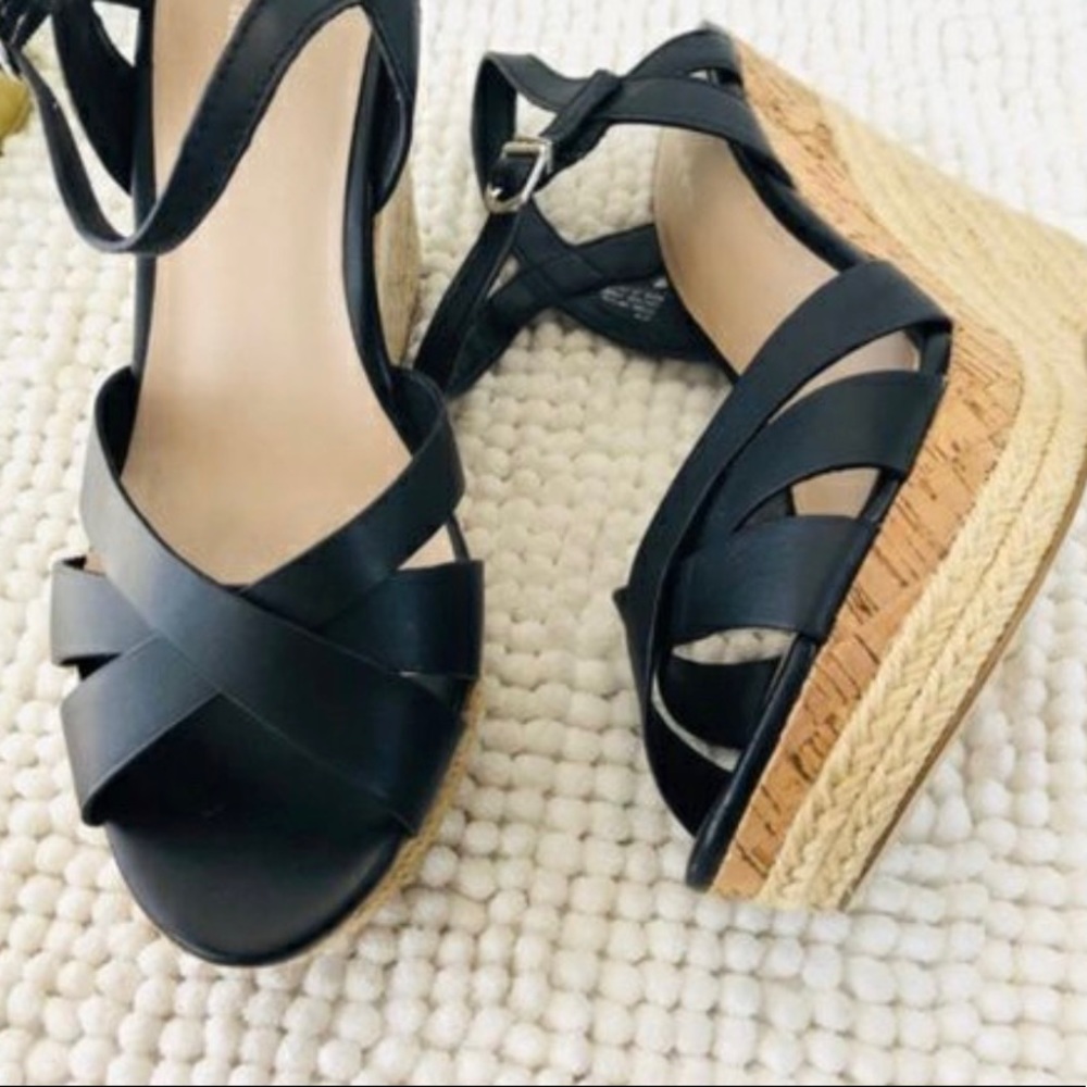 Little Espadrille Wedge Sandal In Black